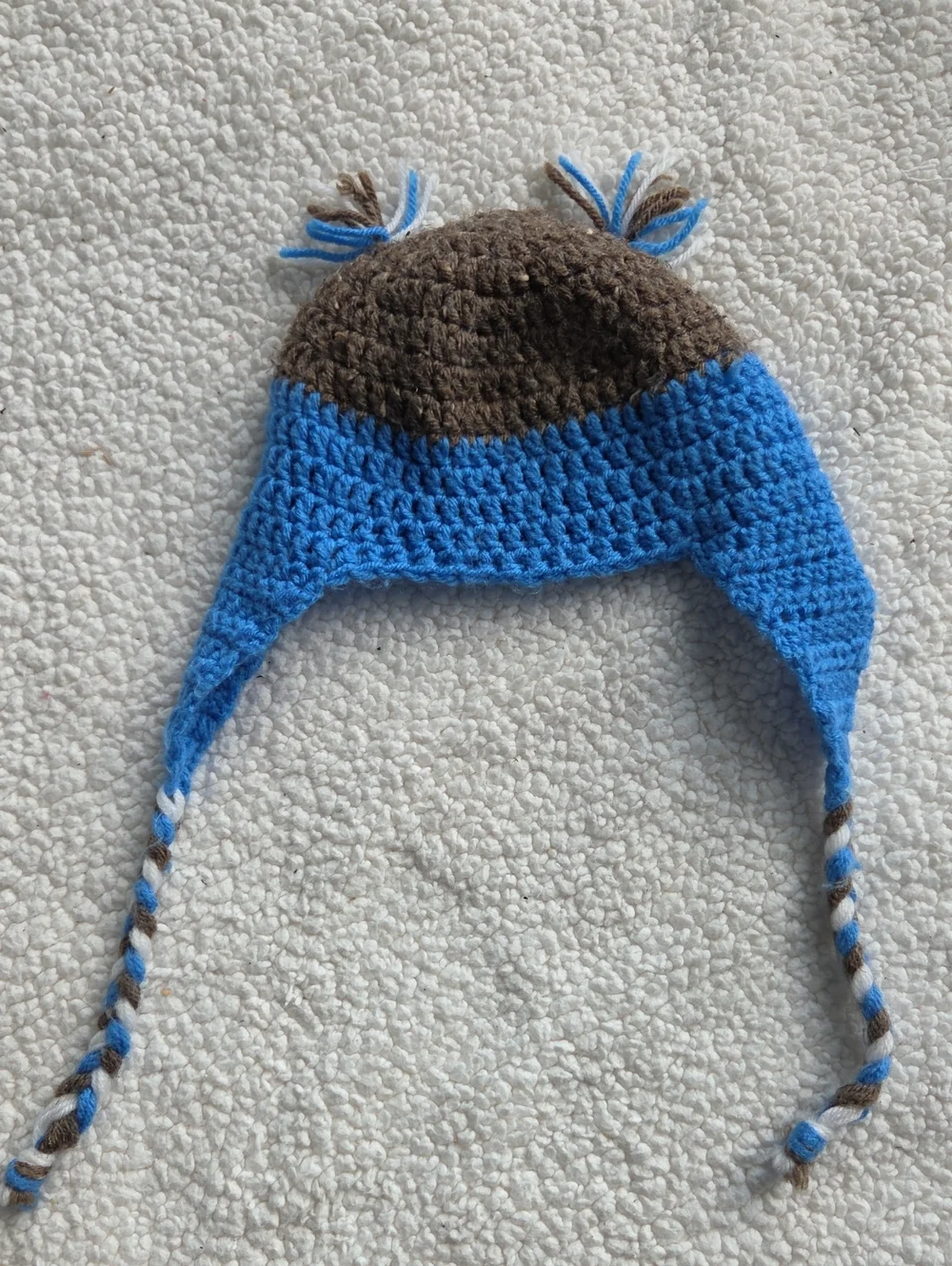 Kids Blue Owl Earflap Crochet Hat - Cozy Winter Beanie Baby Toddler